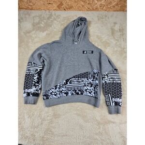 Carbon Kids Grey Geometric Patch‎ Graphic Hoodie Sweatshirt XL